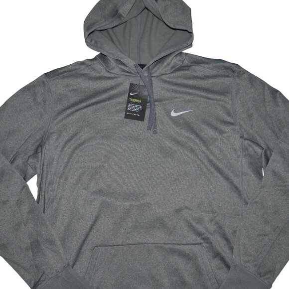 Nike Dri-Fit Fleece Hoodie Men's Size XL Tall XLT Heather Gray Therma-Fit NWT - Picture 7 of 8